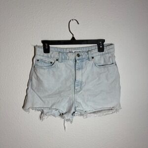Zara‎ Cut Off Shorts Womens 8 Light Blue Denim Cotton High Waisted Frayed Hem